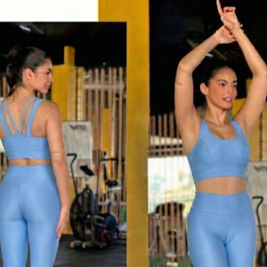 Cropped Strapped Alça Larga Azul Bebe